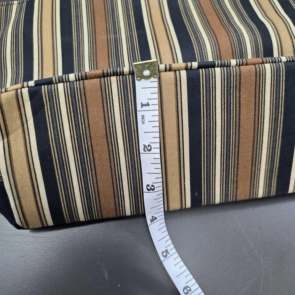 Longaberger Tote Bag Womens Small Striped Homestead Coffee Applique Purse